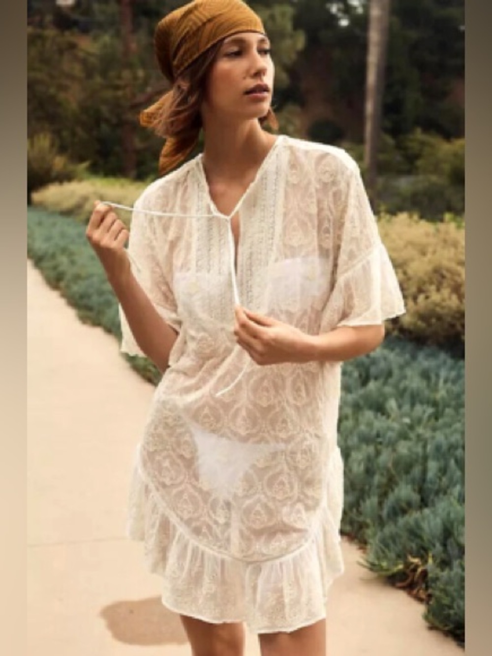 Anthropologie The Deco Lace Swim Coverup